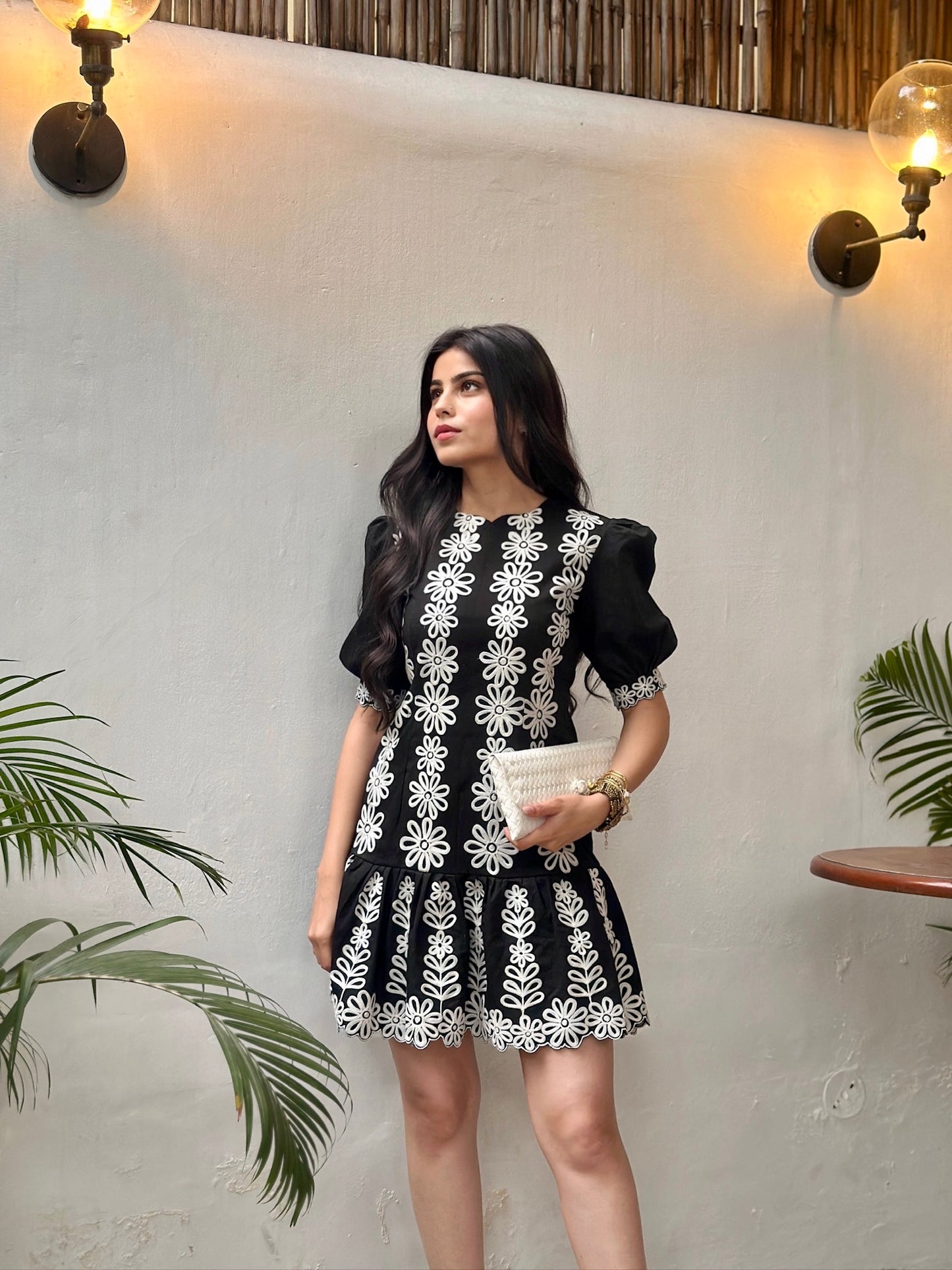 NOIR BLOOM MINI DRESS