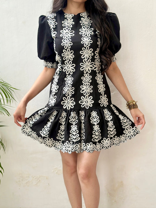 NOIR BLOOM MINI DRESS